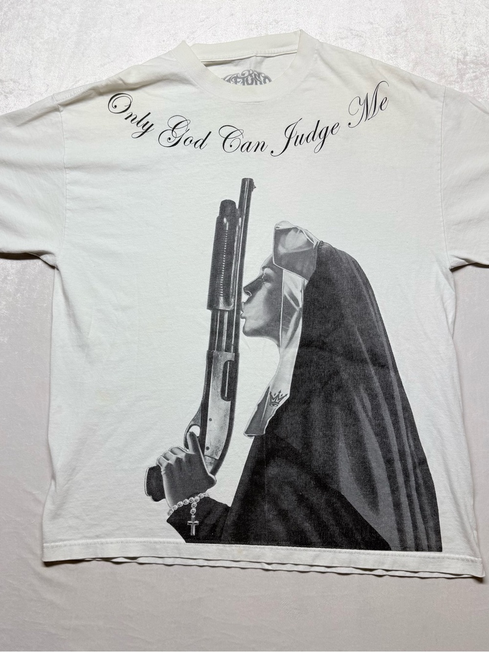 Only God Can Judge Me White Graphic Tee - Men's Short Sleeve Shirt